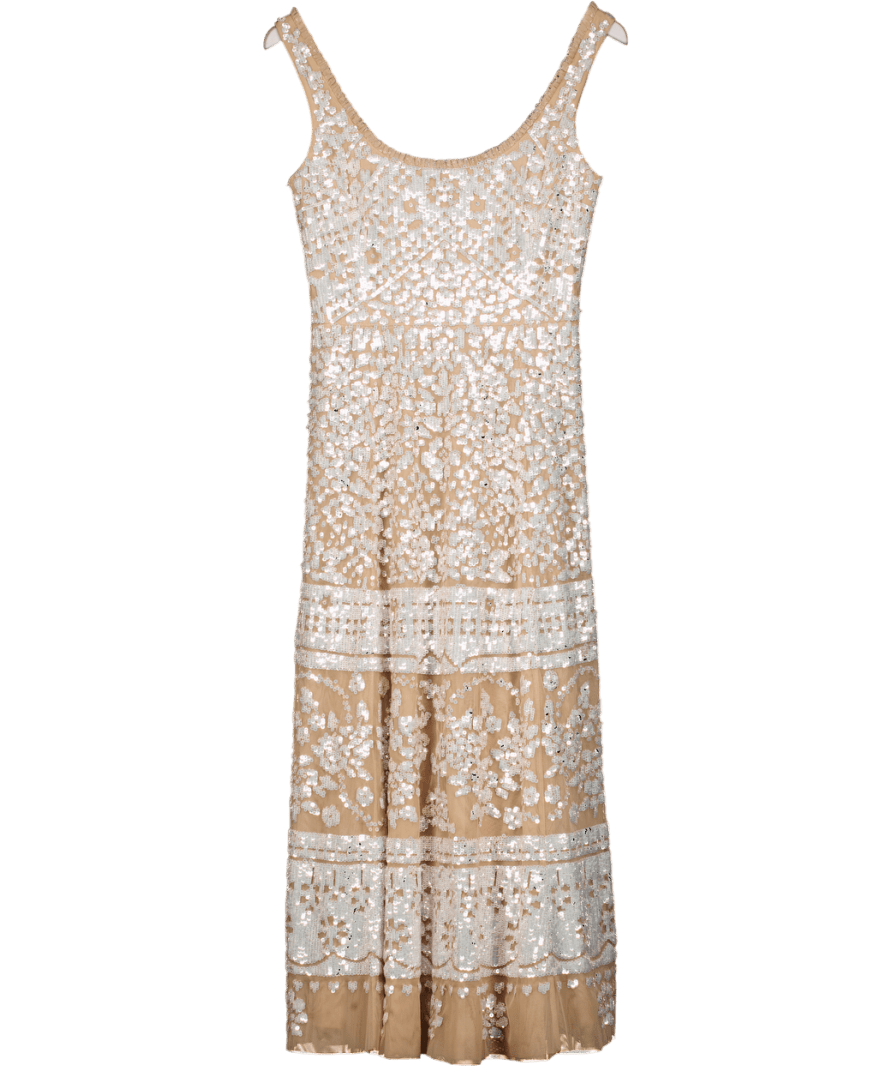 Needle & Thread Metallic Aurora Scoop Neck Ballerina Dress And UK 10 - Reliked