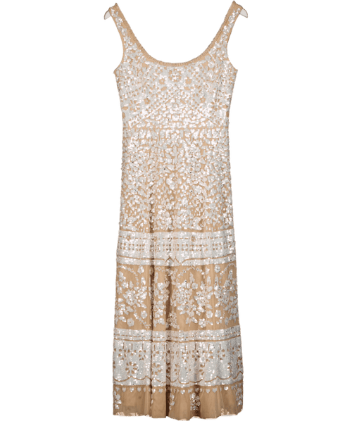 Needle & Thread Metallic Aurora Scoop Neck Ballerina Dress And UK 10 - Reliked