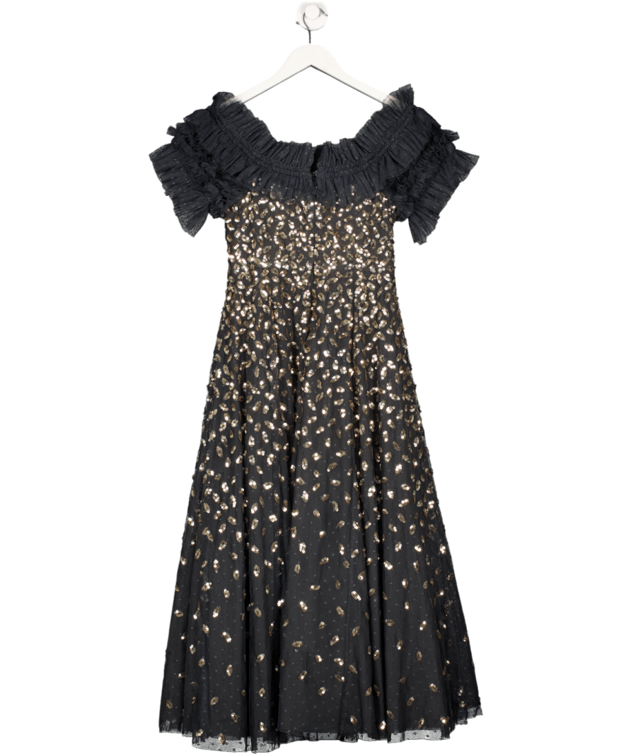 Needle & Thread Metallic Autumn Leaves Off - shoulder Maxi Dress UK 10 - Reliked