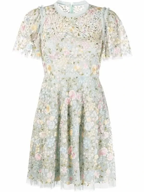 Needle & Thread Pale Green Araminta Lace Round Neck Dress UK 16 - Reliked