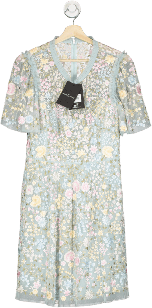 Needle & Thread Pale Green Araminta Lace Round Neck Dress UK 16 - Reliked