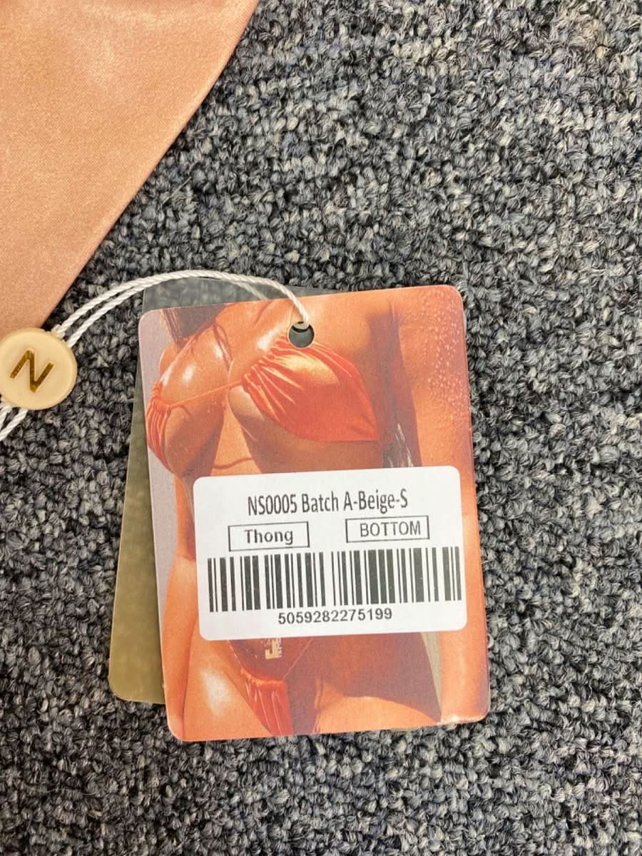 Neena Beige Thong Bottom Swimwear UK S - Reliked