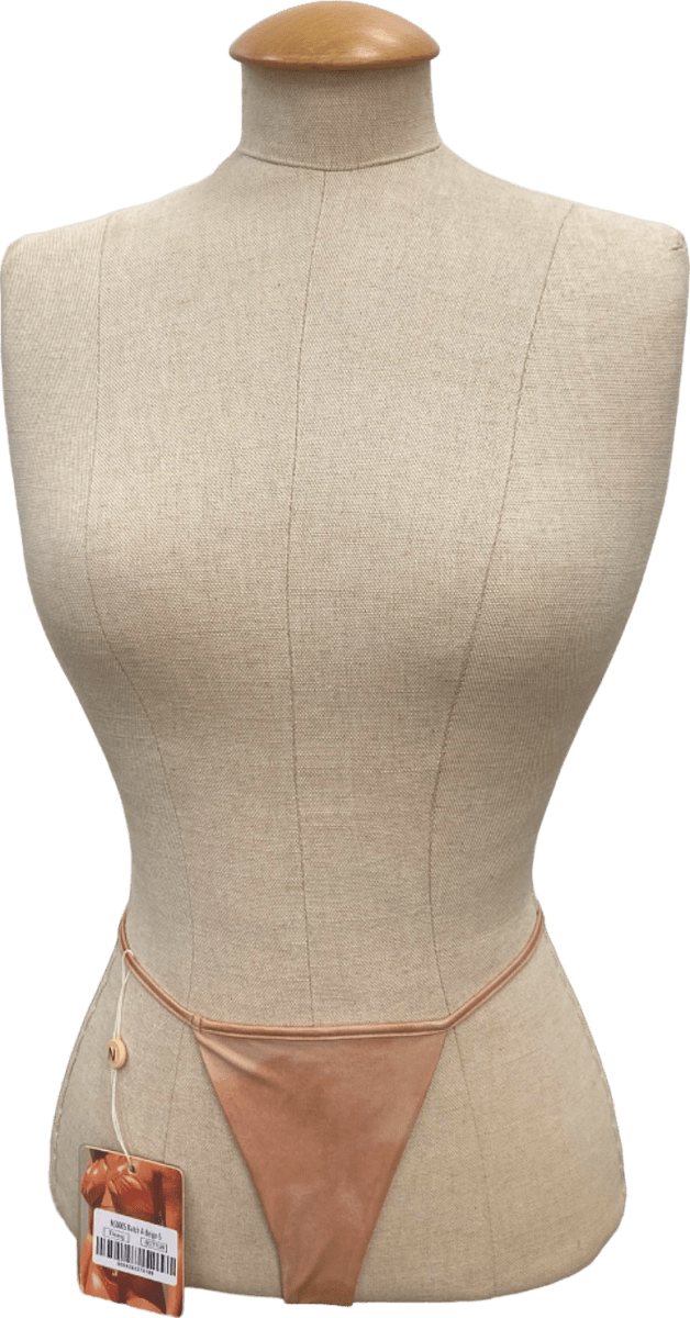 Neena Beige Thong Bottom Swimwear UK S - Reliked
