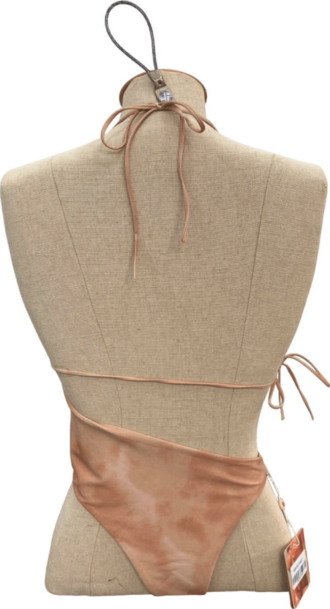 Neena Light Brown Asymmetrical Halterneck Bikini UK S - Reliked