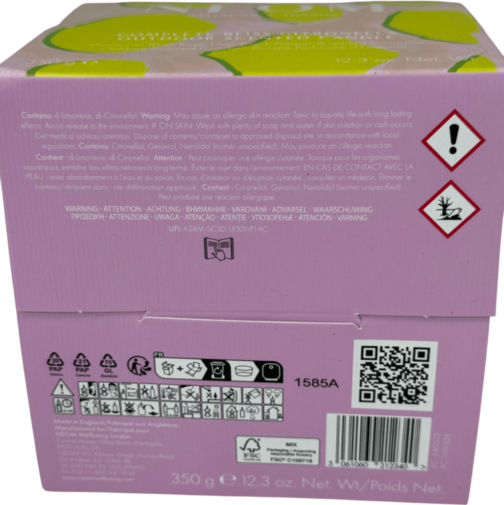 NEOM Yellow Complete Bliss Citronella Scented Outdoor Candle 350g One Size - Reliked