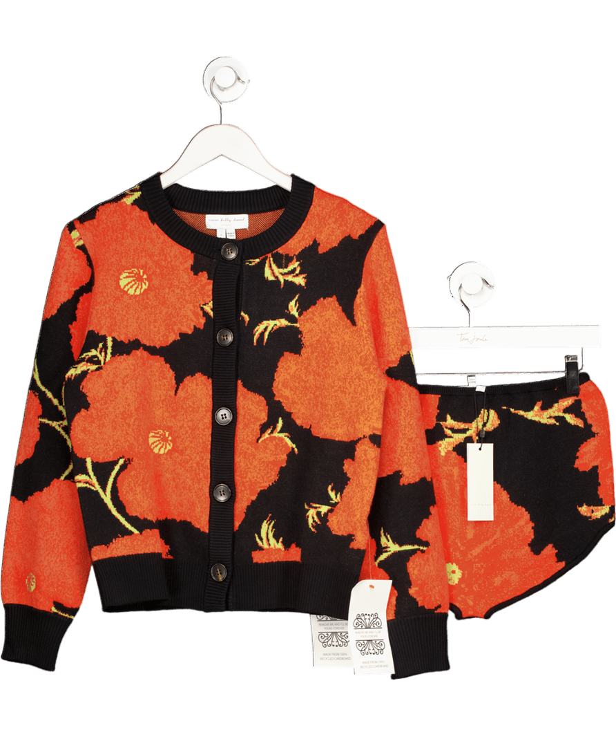 Never Fully Dressed 2 - piece Black / Red Poppy Cardigan And Hotpants Set UK S - Reliked