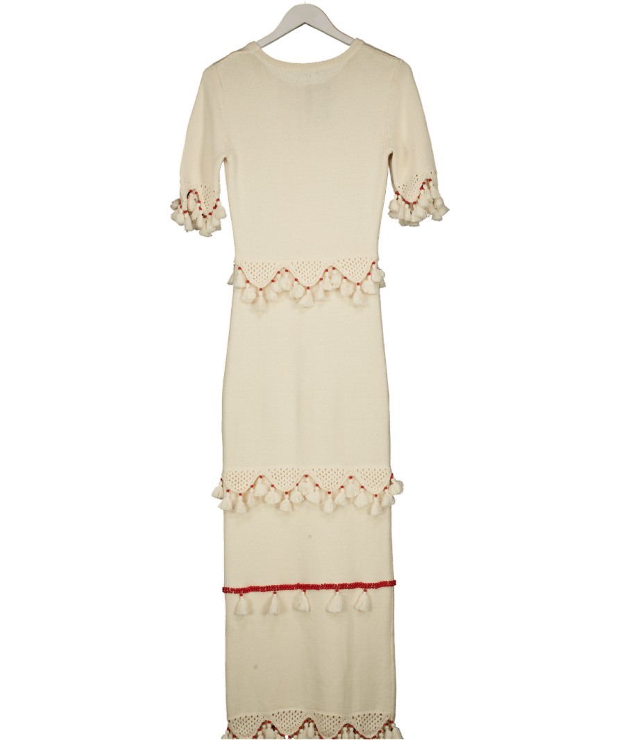 Never Fully Dressed Cream Ivory And Red Harper Dress UK S - Reliked