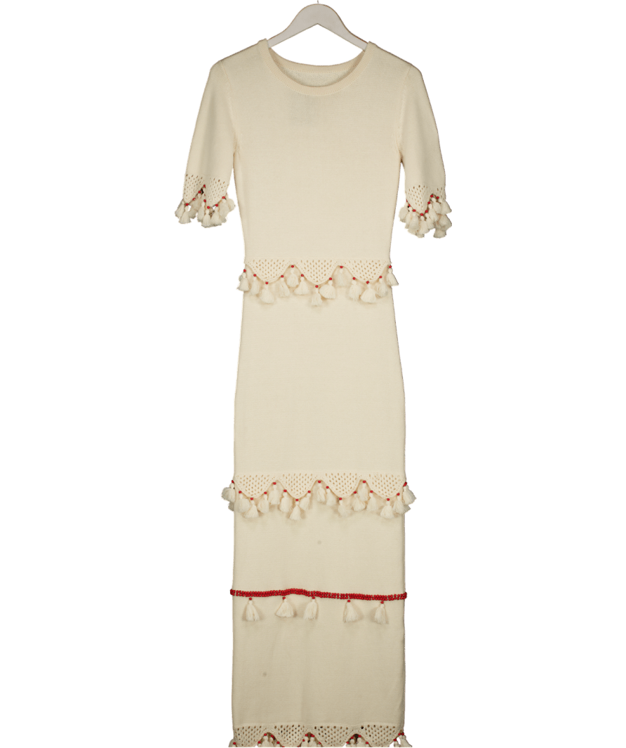 Never Fully Dressed Cream Ivory And Red Harper Dress UK S - Reliked