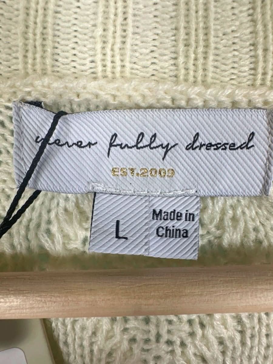 Never Fully Dressed Cream/ Pink Ruffle Cable Jumper UK L - Reliked