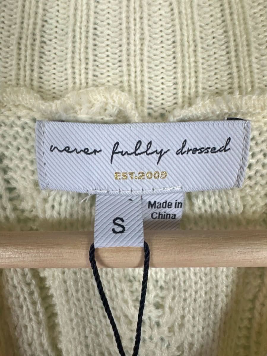 Never Fully Dressed Cream/ Pink Ruffle Cable Jumper UK S - Reliked