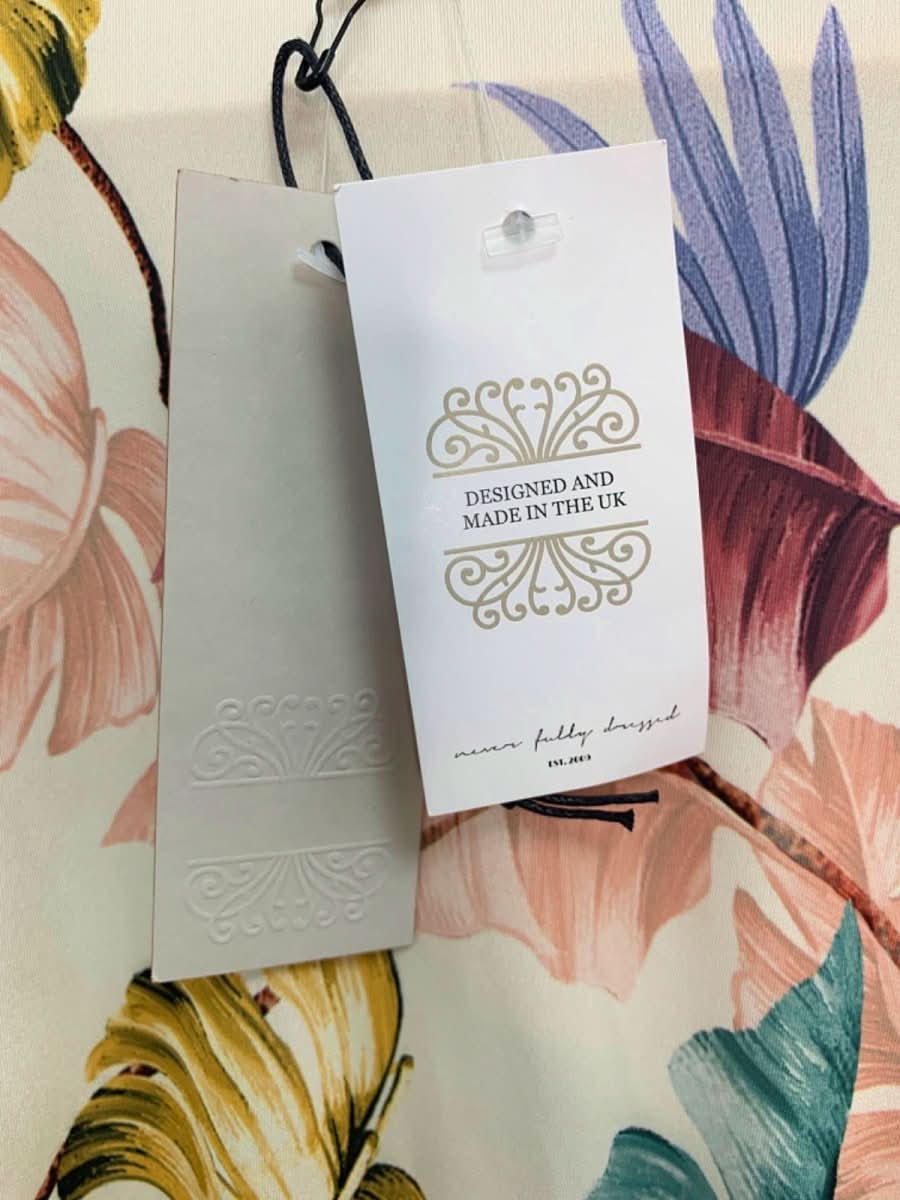 Never Fully Dressed Multicoloured Pastel Palm Hartowe Midi Dress UK 6 - Reliked