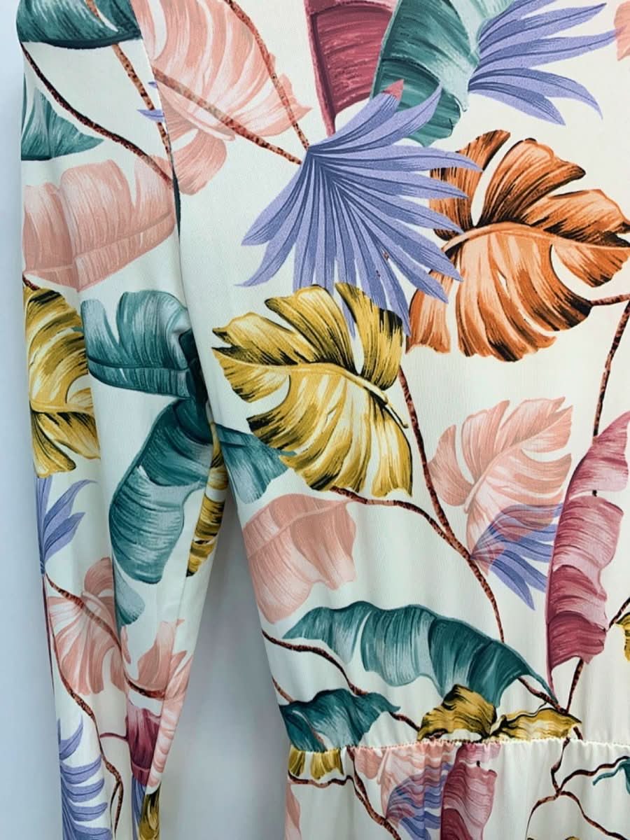 Never Fully Dressed Multicoloured Pastel Palm Hartowe Midi Dress UK 6 - Reliked