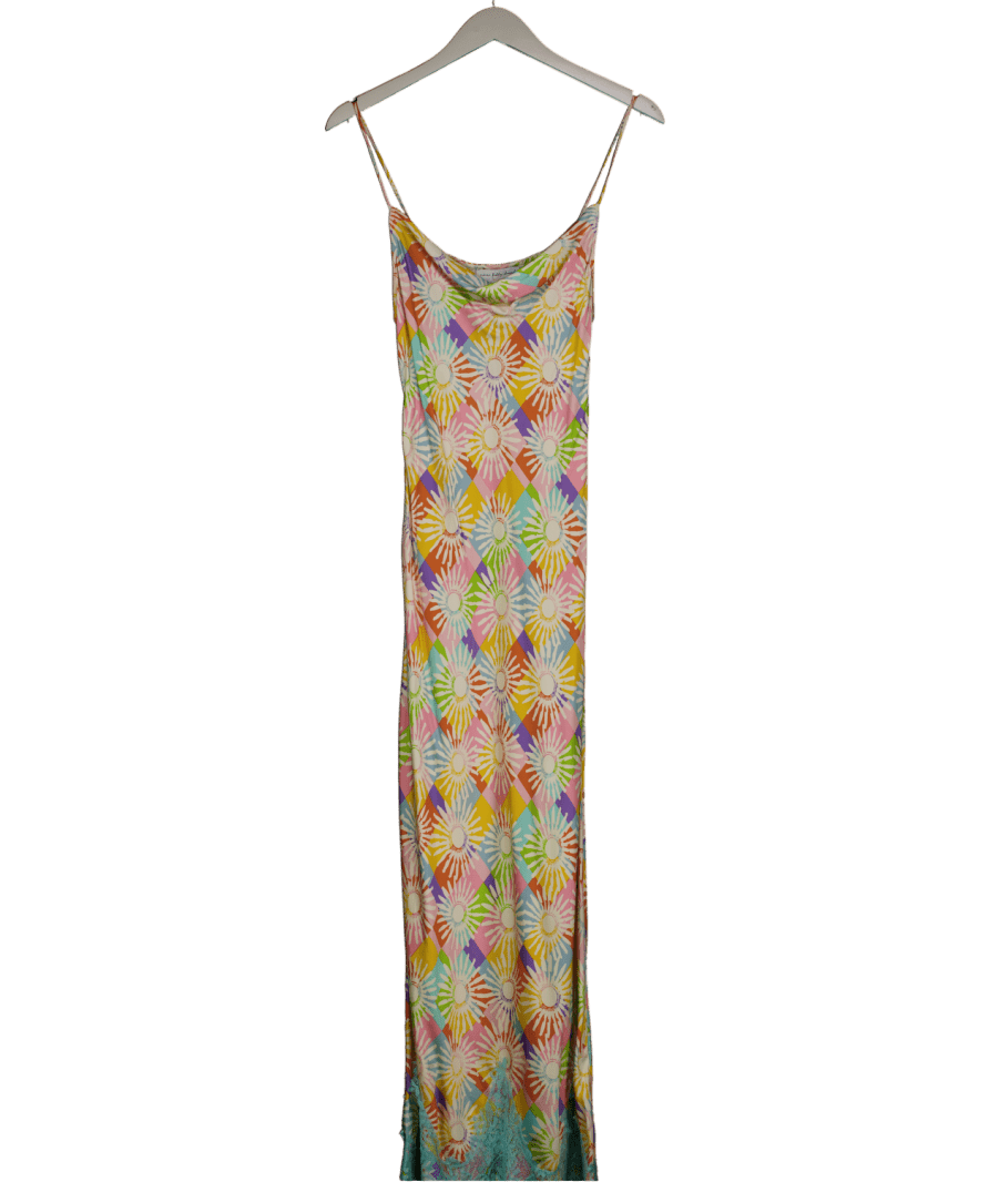 Never Fully Dressed Multicoloured Patti Square Neck Sun Print Midi Dress UK 8 - Reliked
