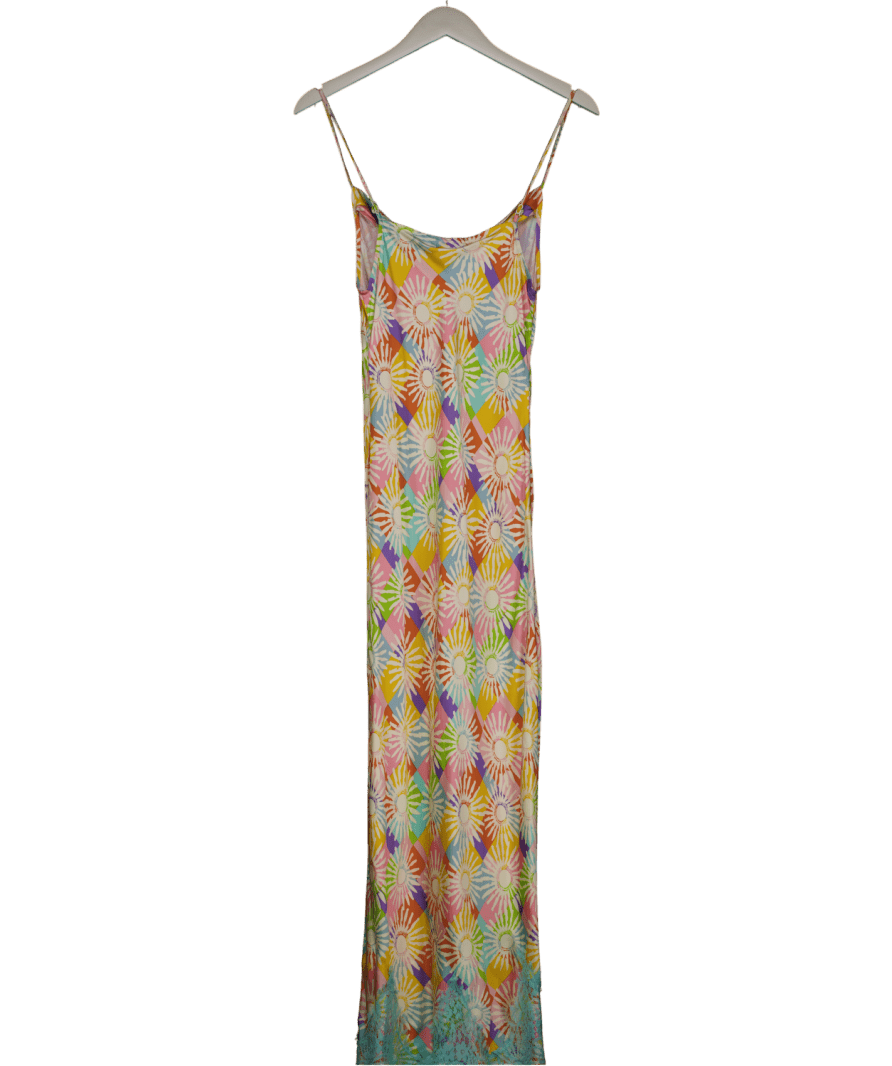 Never Fully Dressed Multicoloured Patti Square Neck Sun Print Midi Dress UK 8 - Reliked