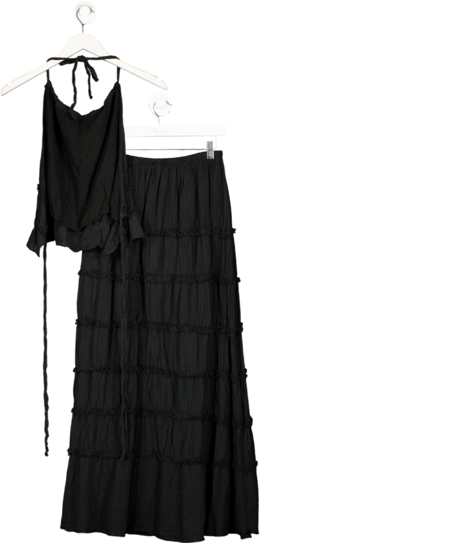 New Fantasy Black Textured Backless Two Piece UK M - Reliked