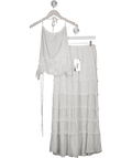New Fantasy White Textured Backless Top And Skirt UK M - Reliked