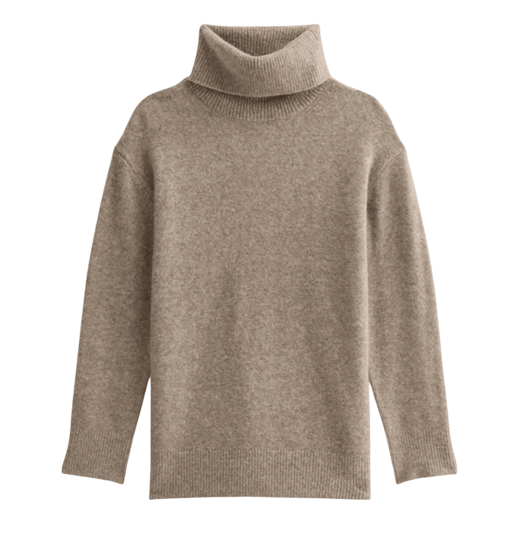 New Look Beige Cashmere - feel Longline Roll Neck Jumper UK M - Reliked
