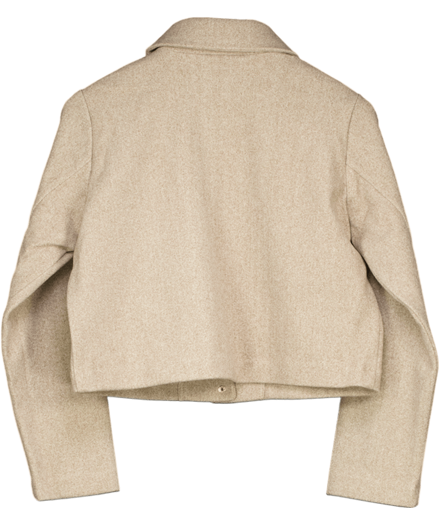 New Look Beige Petite Oatmeal Flap Pocket Button Front Shacket UK 8 - Reliked