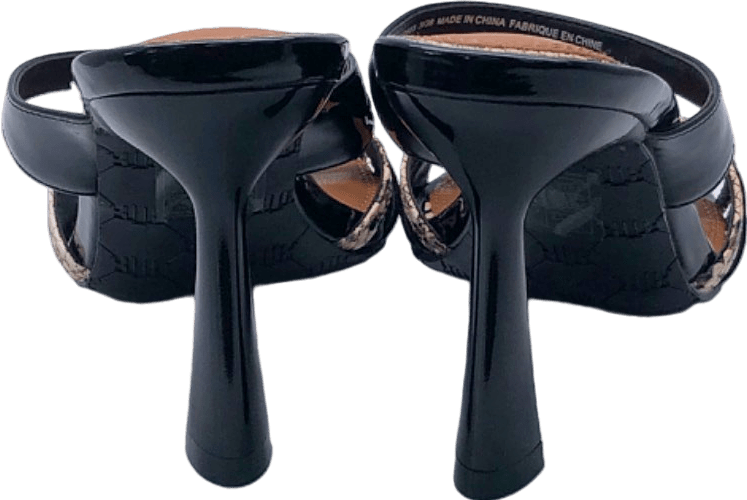 New Look Black and Tan Strappy Heels Size 3 - Reliked