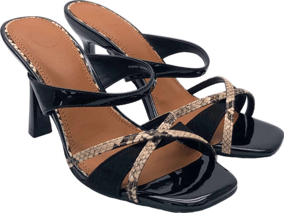New Look Black and Tan Strappy Heels Size 3 - Reliked