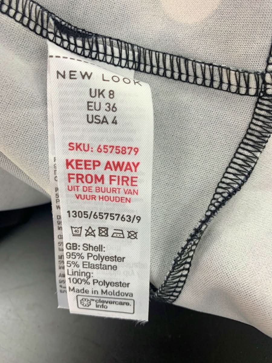 New Look Black and White Polka Dot Puff Sleeve Dress UK 8 - Reliked