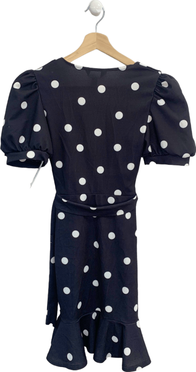 New Look Black and White Polka Dot Puff Sleeve Dress UK 8 - Reliked