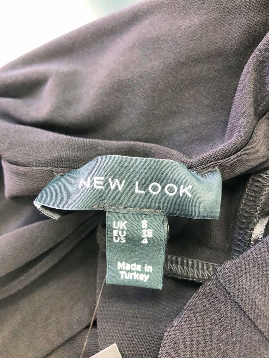 New Look Black Fold Over Long Sleeve Top UK 8 - Reliked