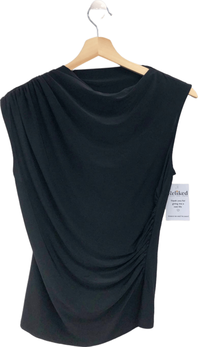New Look Black Ruched Sleeveless Top UK 8 - Reliked