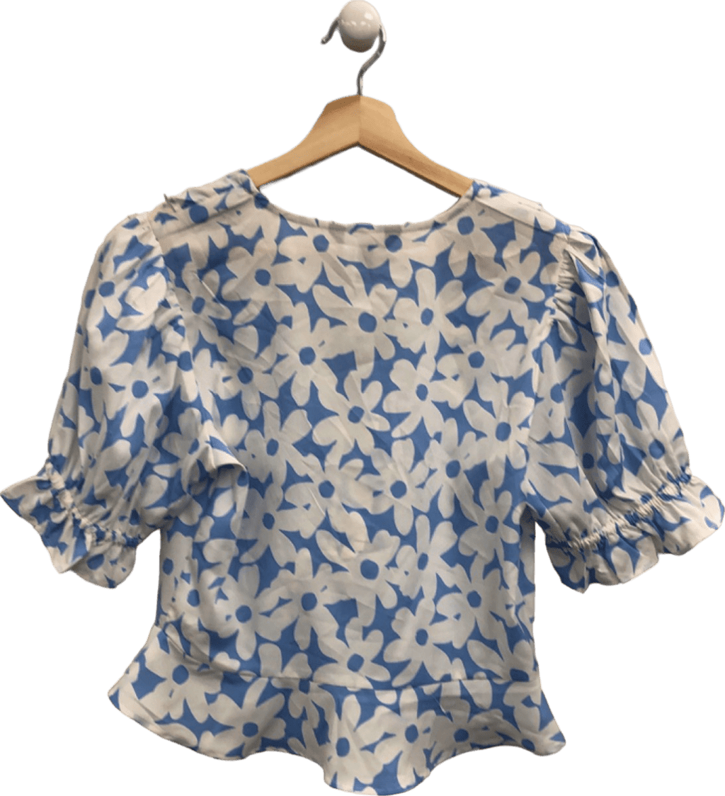 New Look Blue Floral Print Blouse UK 10 - Reliked