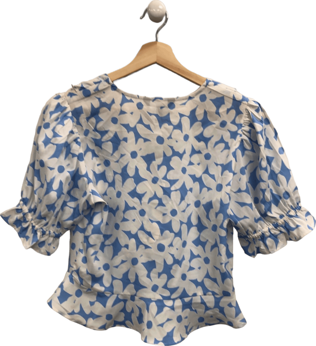 New Look Blue Floral Print Blouse UK 10 - Reliked