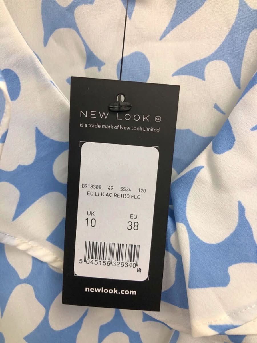 New Look Blue Floral Print Blouse UK 10 - Reliked