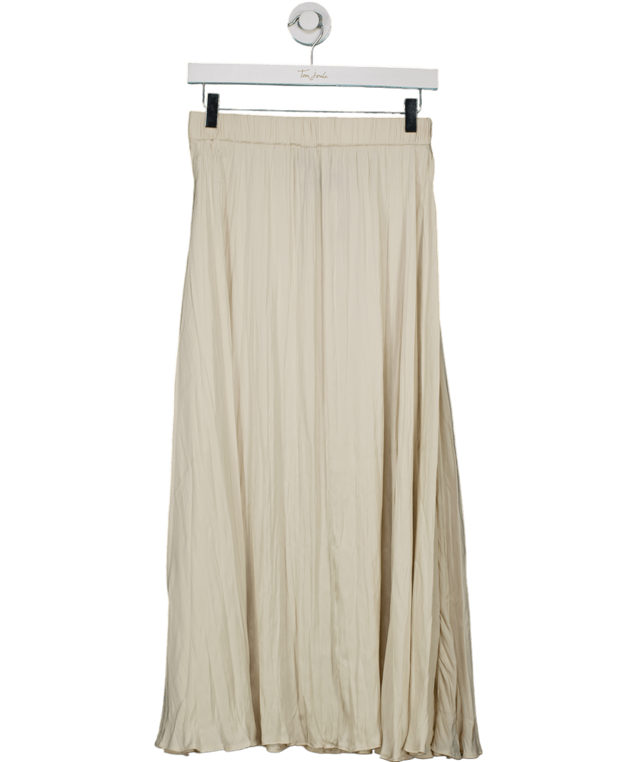 New Look Cream Crinkle Pleated Midi Skirt UK 8 - Reliked