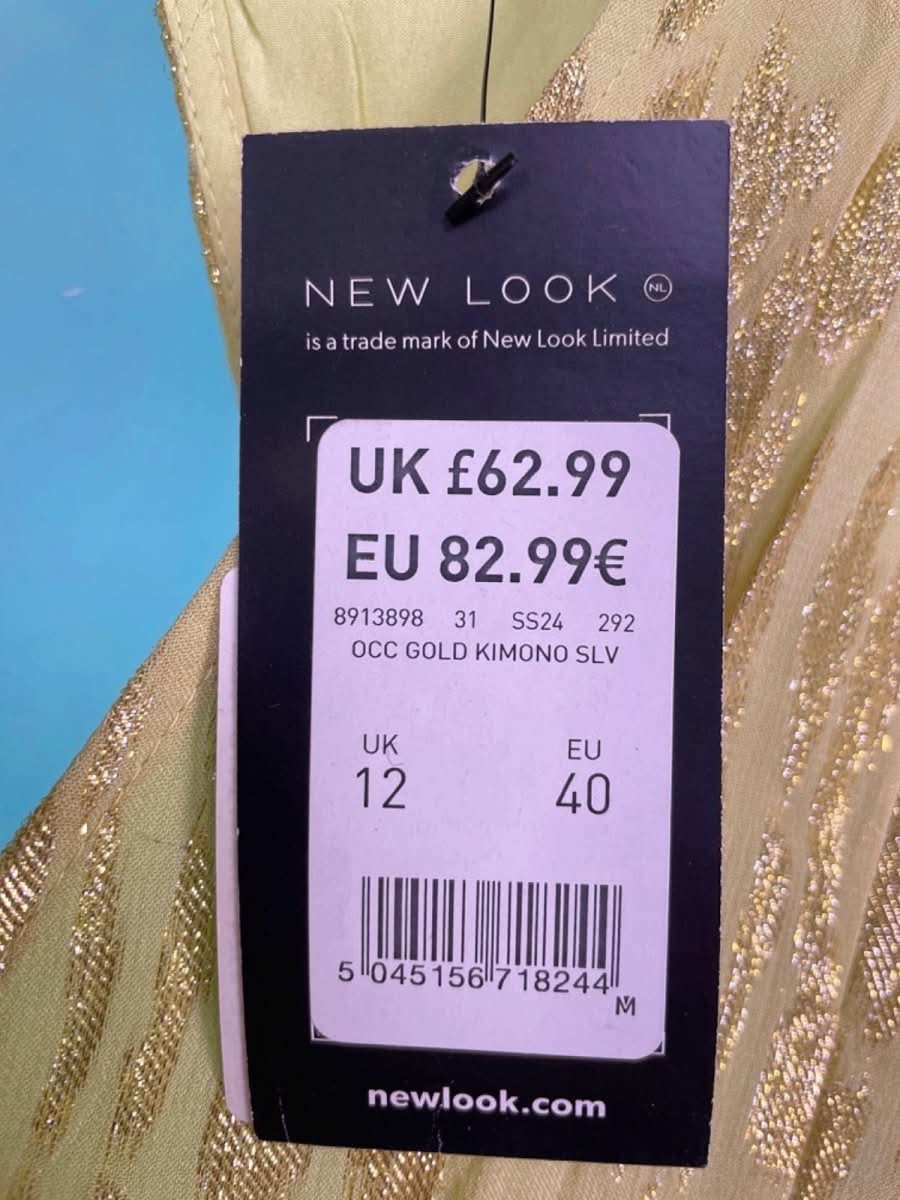 New Look Gold Kimono Sleeve Dress UK 12 - Reliked