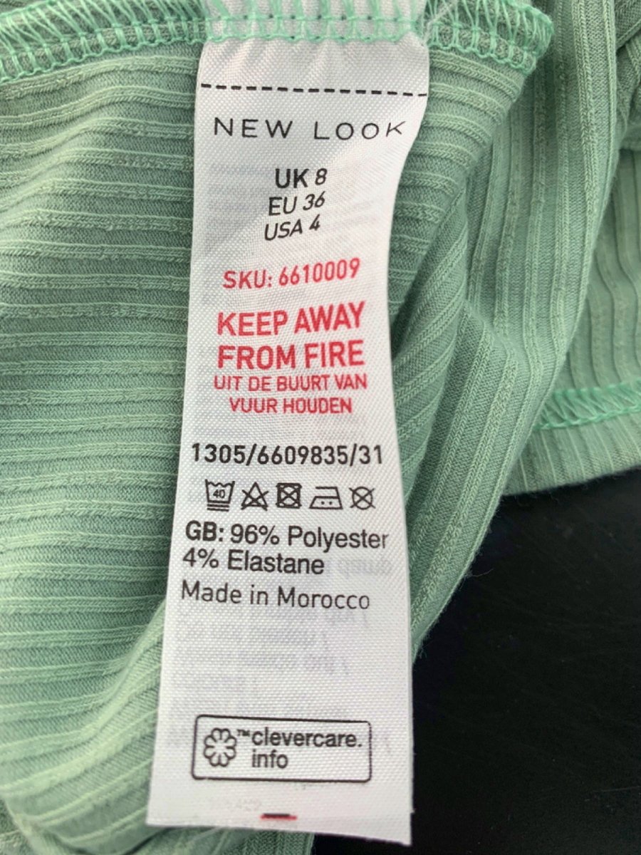 New Look Green Ribbed Off - Shoulder Dress UK 8 - Reliked