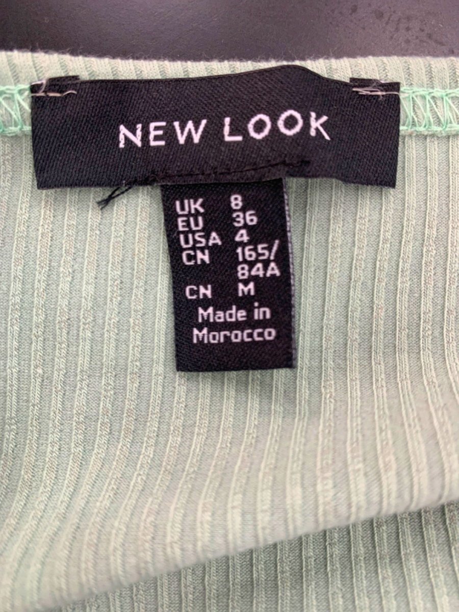 New Look Green Ribbed Off - Shoulder Dress UK 8 - Reliked
