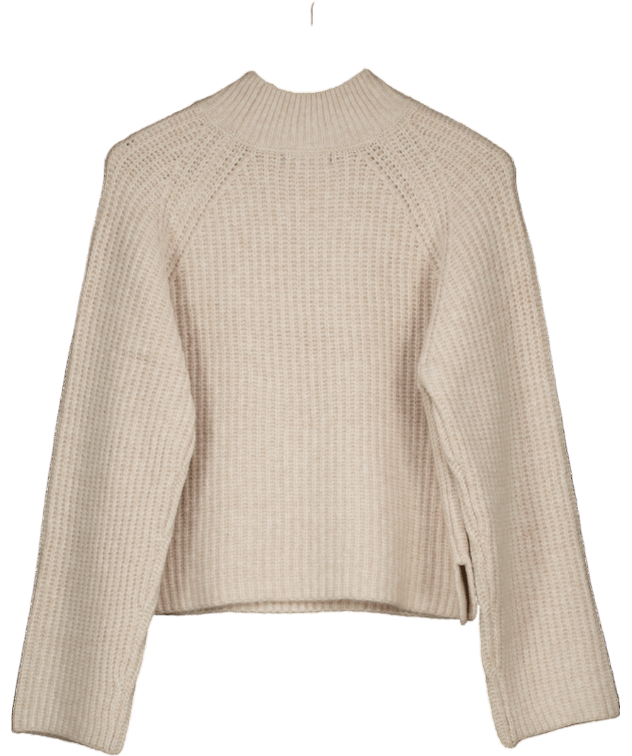 New Look Light Beige Ribbed Turtleneck Jumper UK M - Reliked