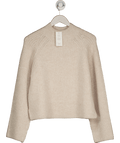 New Look Light Beige Ribbed Turtleneck Jumper UK M - Reliked