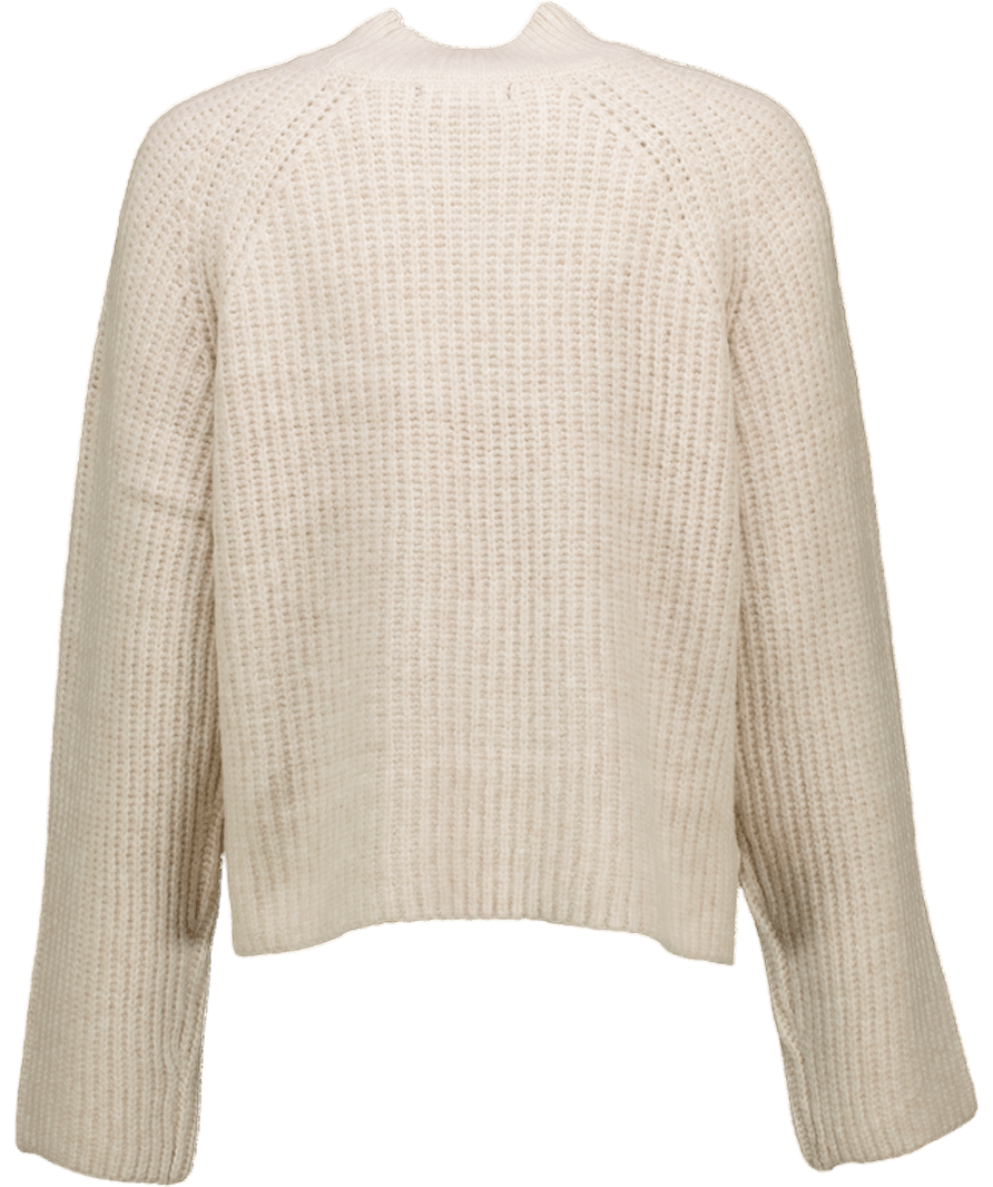 New Look Light Beige Ribbed Turtleneck Jumper UK M - Reliked