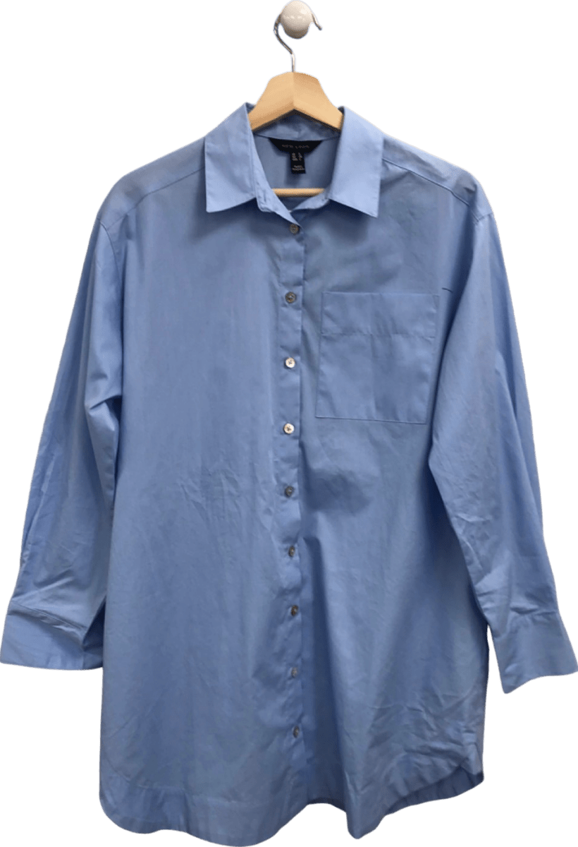 New Look Light Blue Poplin Oversized Shirt UK 6 - Reliked