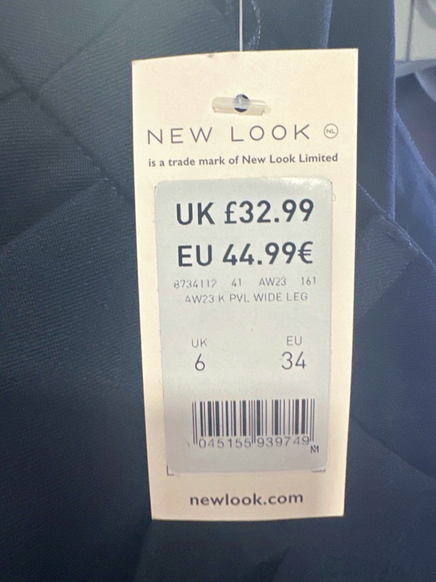 New Look Navy Wide Leg Trousers UK 6 - Reliked