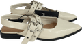 New Look Off White Faux Leather Eyelet Strap Mary Jane Flats UK 4 EU 37 👠 - Reliked