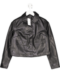 New Look Petite Patch Pocket Pu Jacket In Black UK 8 - Reliked