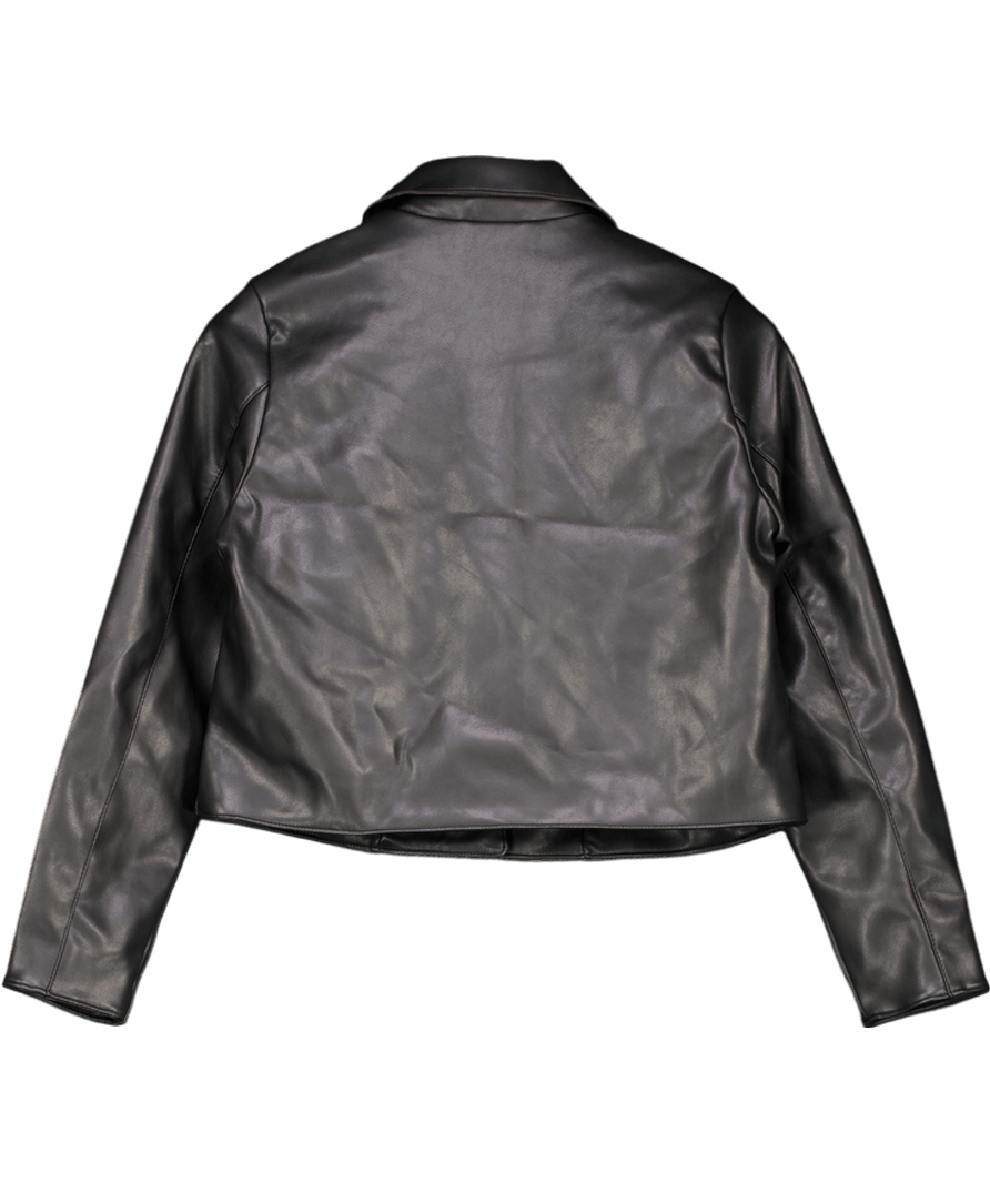 New Look Petite Patch Pocket Pu Jacket In Black UK 8 - Reliked