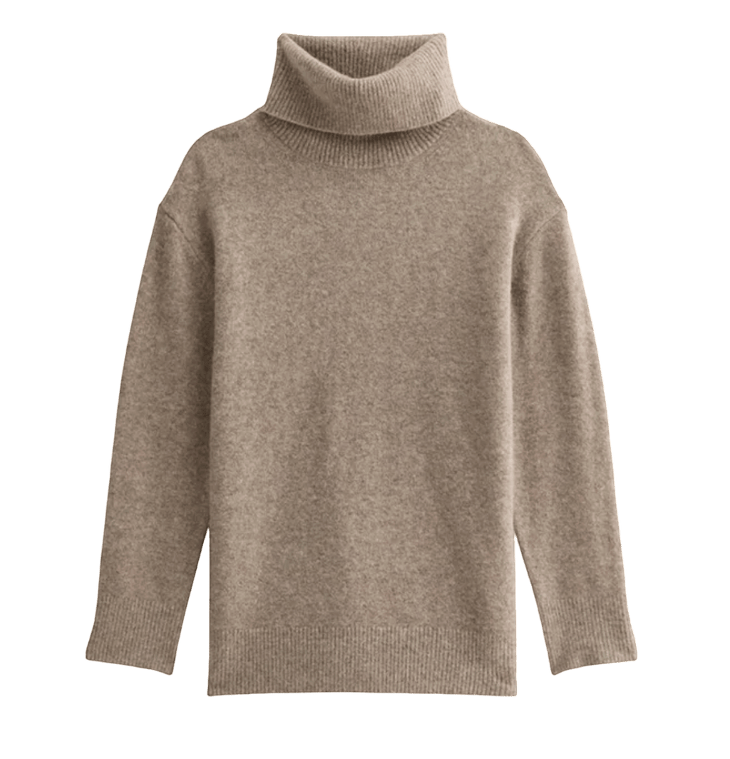 New Look Taupe Cashmere - feel Longline Roll Neck Jumper UK M - Reliked