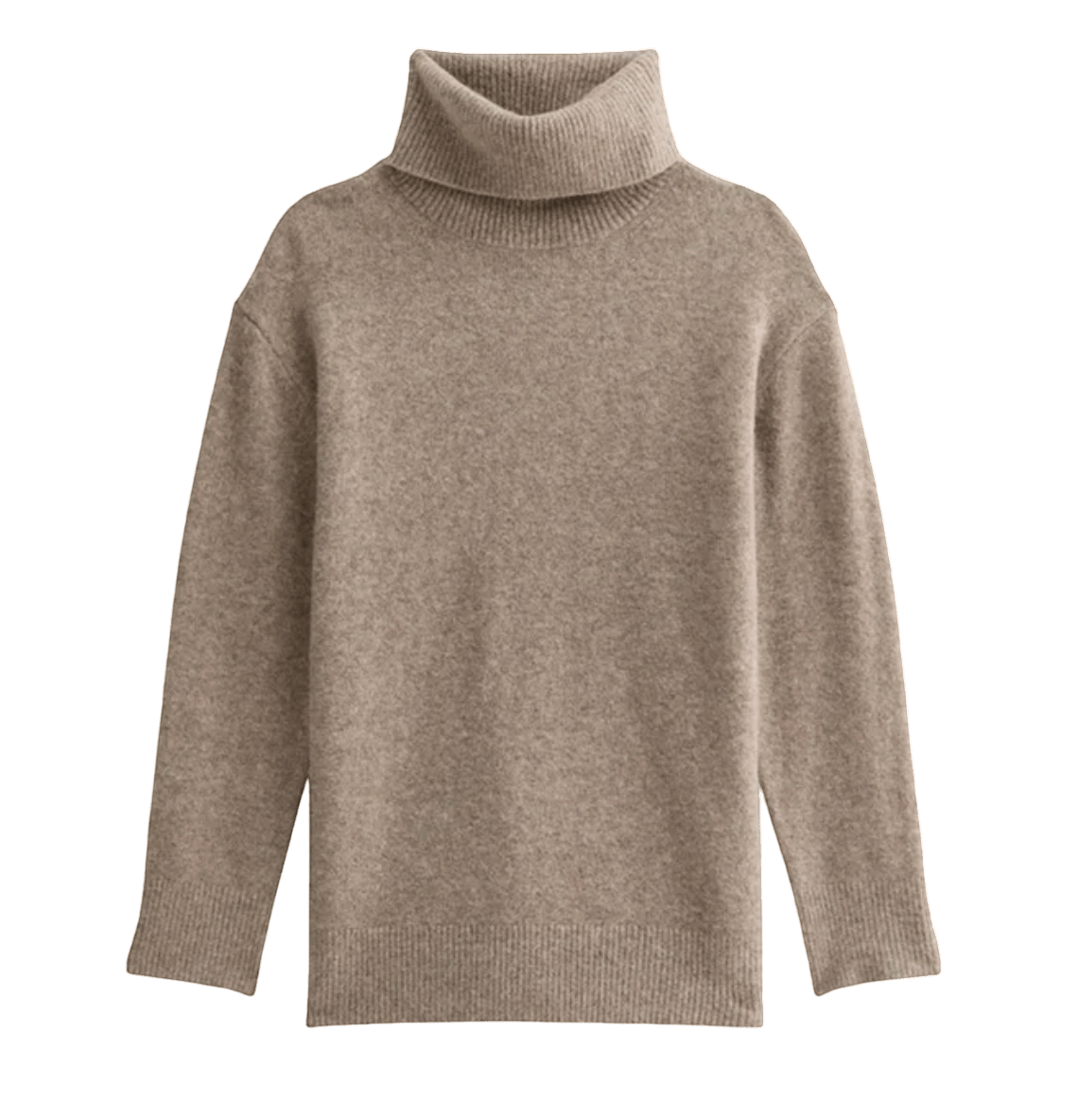 New Look Taupe Cashmere - feel Longline Roll Neck Jumper UK M - Reliked