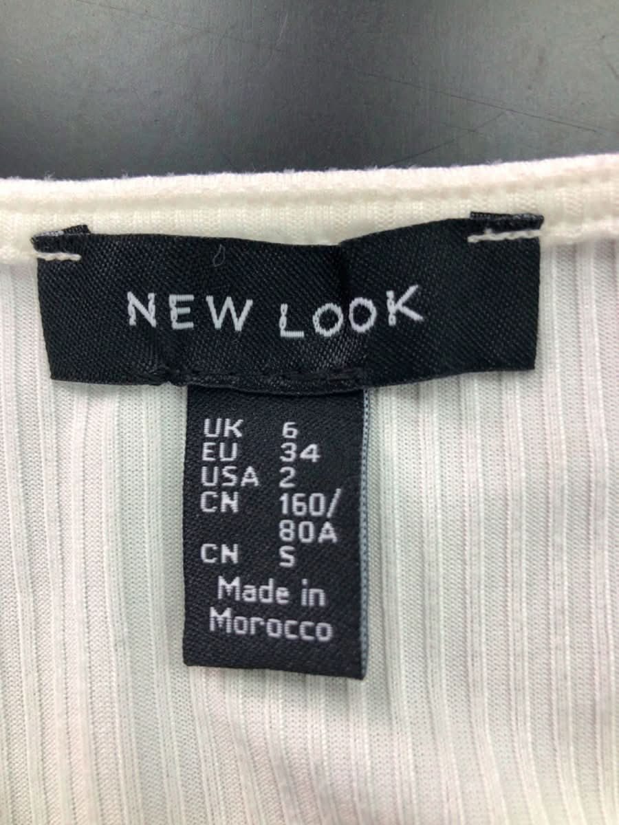 New Look White Ribbed Knot Shoulder Top UK 6 - Reliked