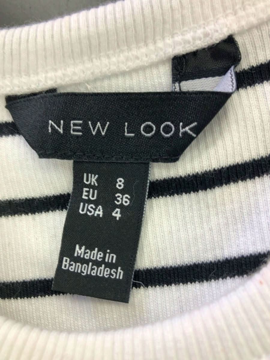 New Look White/Black Striped Tank Top UK 8 - Reliked