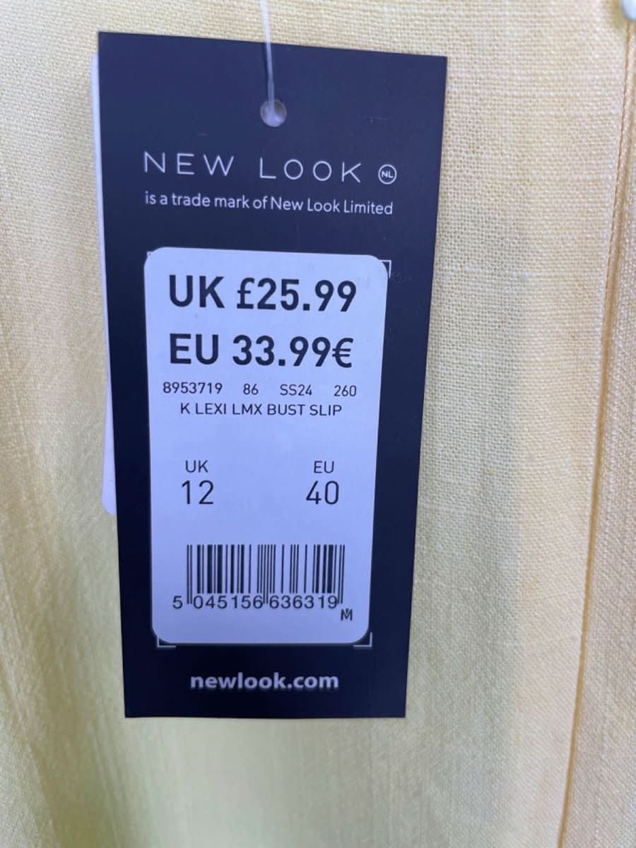 New Look Yellow Lexi Slip Dress UK 12 - Reliked