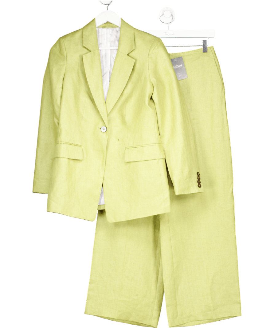 Next 2 - piece Premium Green Linen Blazer And Trouser Set UK 8 - Reliked