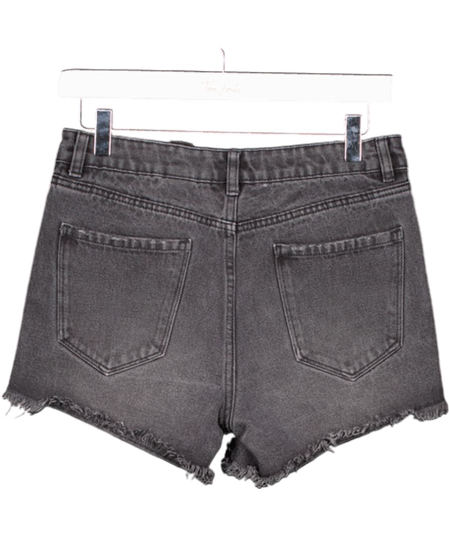 Next Black High Waisted Distressed Denim Shorts UK 6 - Reliked